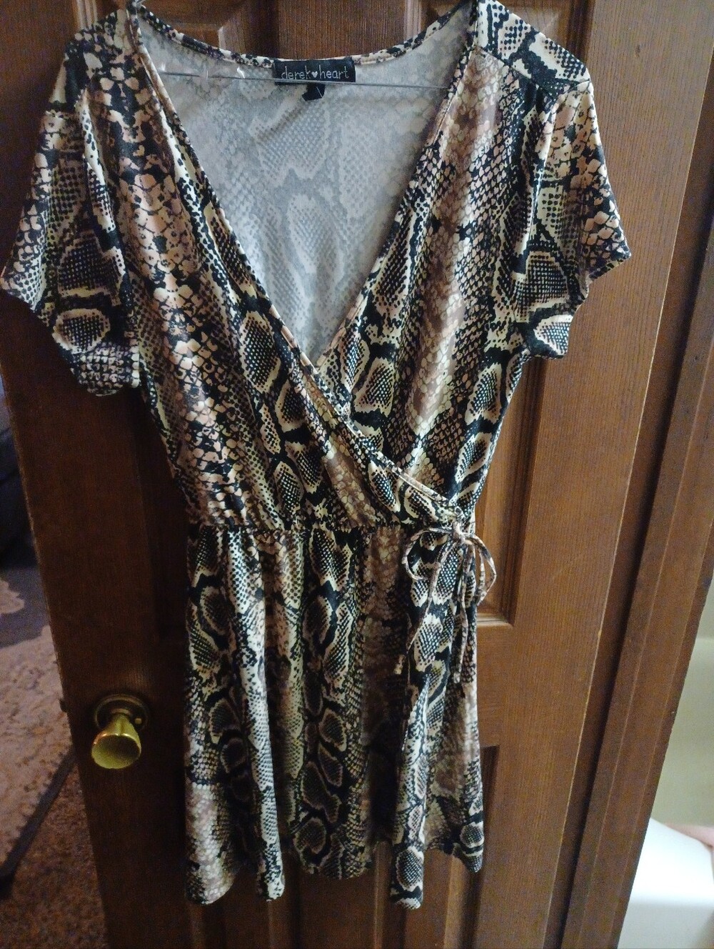 Snake Print Wrap Dress - Brown/Black